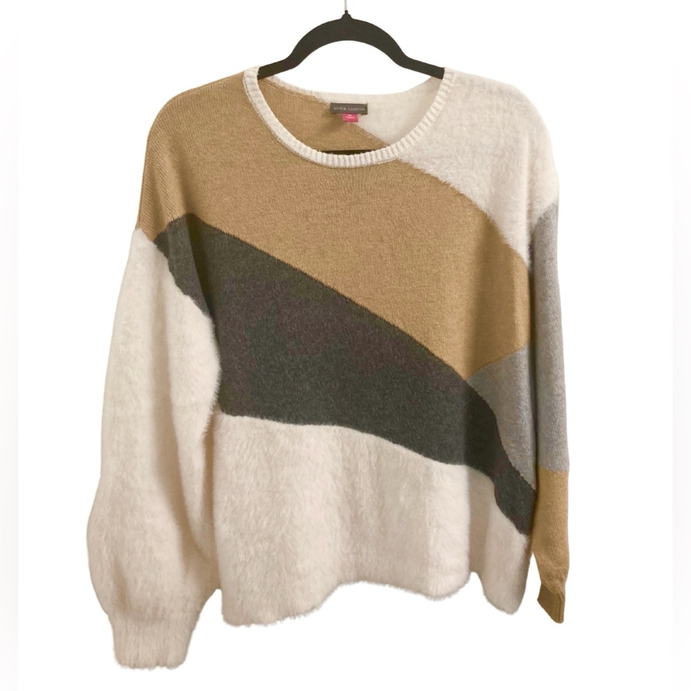 Vince Camuto Colorblock Faux Fur Sweater Size M